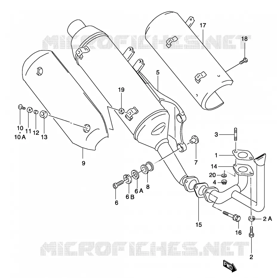 GELUIDDEMPER   (MODELE K1/K2 EXCEPTE P26 AND AY50 P39) Suzuki SCOOTER 50 KATANA 2003  AY50WK3(P19)