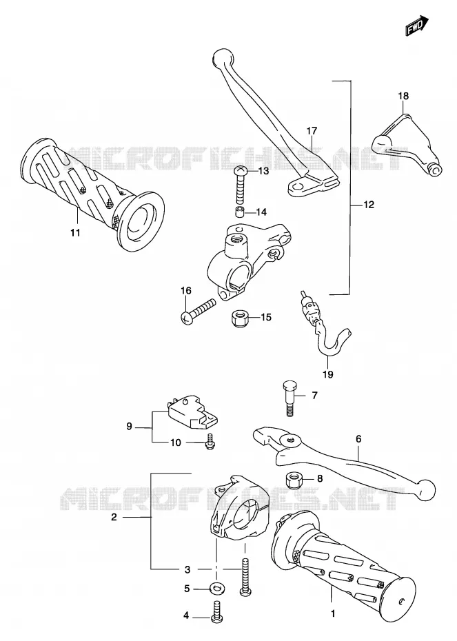 HANDGREEP (MODELE AY50) Suzuki SCOOTER 50 KATANA 2003  AY50SK3(P19)