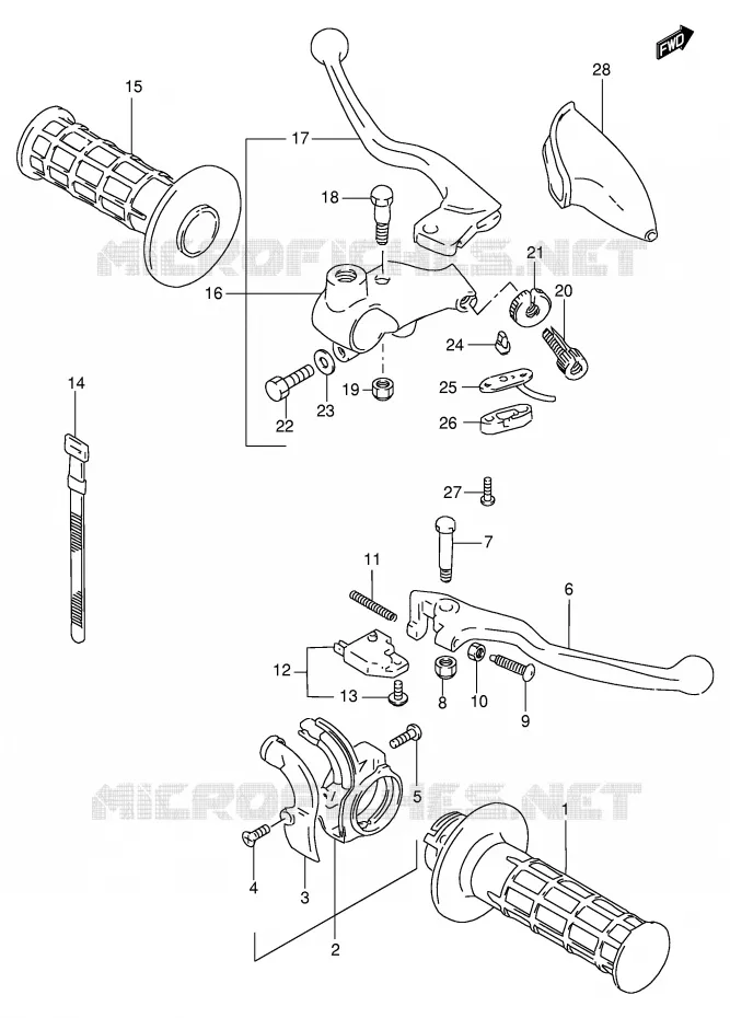 HANDGRIPS - LEVERS (E6) Suzuki MOTO 200 DF 1998  DF200EW(E24)