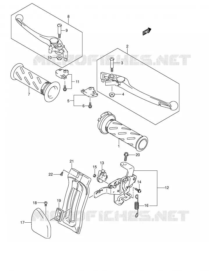 HANDGRIPS - LEVERS (MODELE K3/K4) Suzuki SCOOTER 650 BURGMAN 2005  AN650K5(E2)