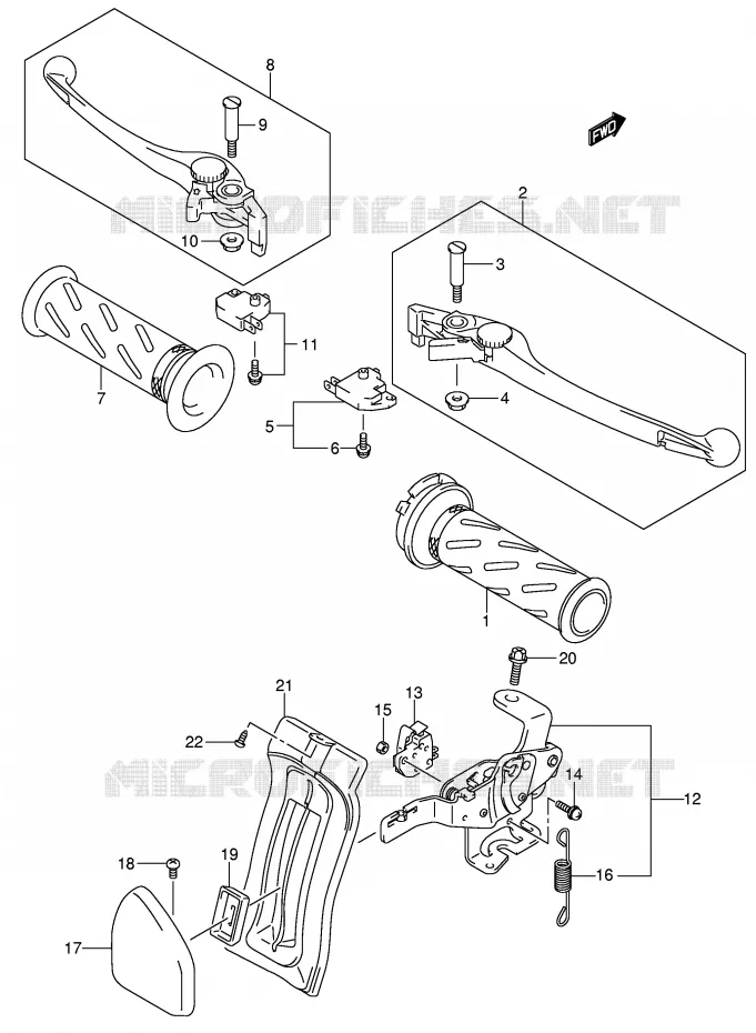 HANDGRIPS - LEVERS (MODELE K5) Suzuki SCOOTER 650 BURGMAN 2003  AN650K3(E2)