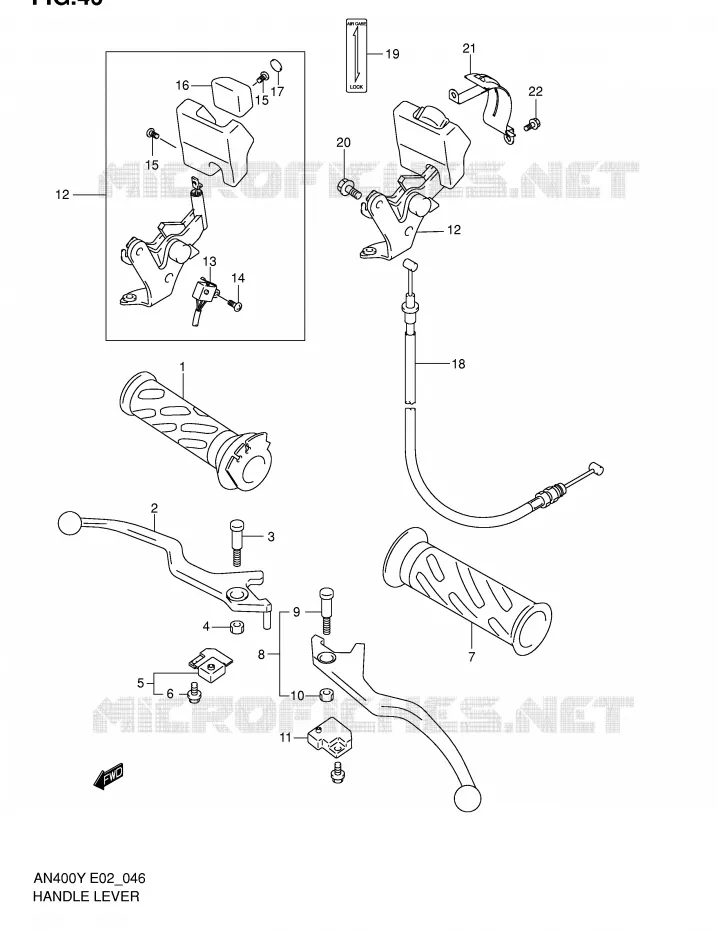HANDGRIPS - LEVERS (MODELE X/Y) Suzuki SCOOTER 400 BURGMAN 2002  AN400RK2(E2)