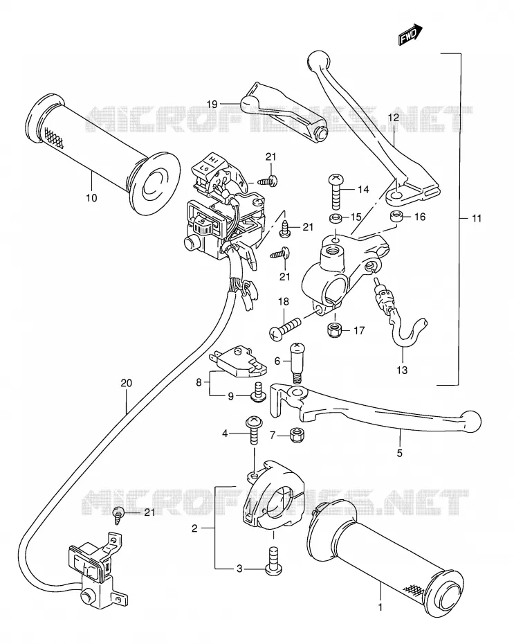 HANDGRIPS - LEVERS Suzuki SCOOTER 125 BURGMAN 1995  AN125S(E2)
