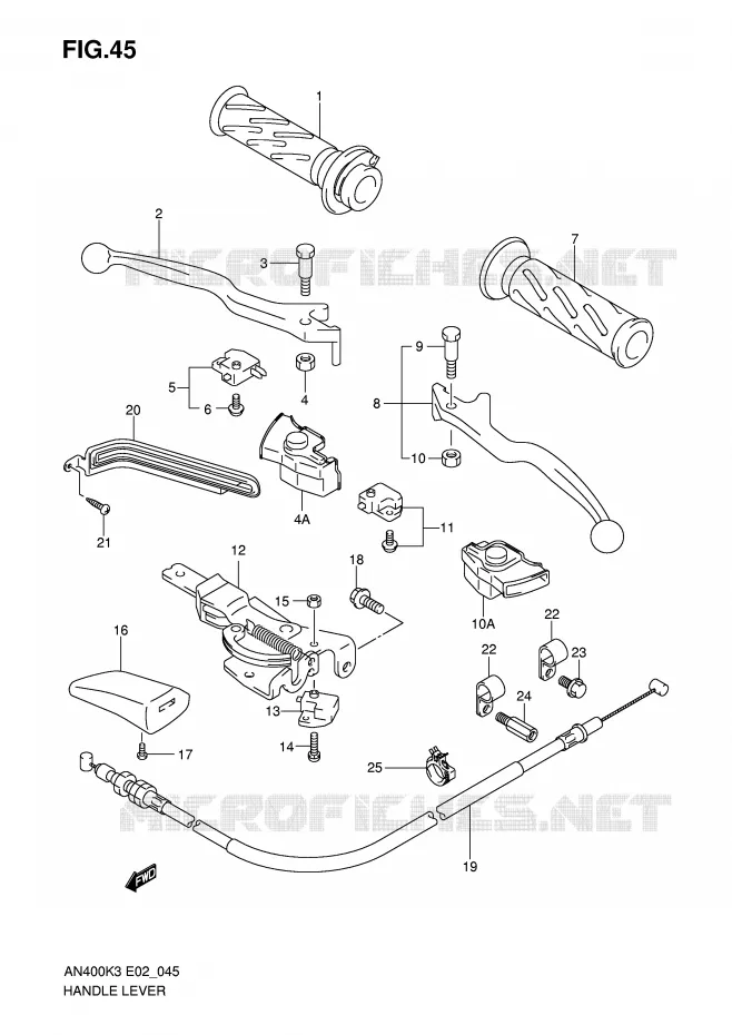 HANDGRIPS - LEVERS Suzuki SCOOTER 400 BURGMAN 2005  AN400K5(E2)