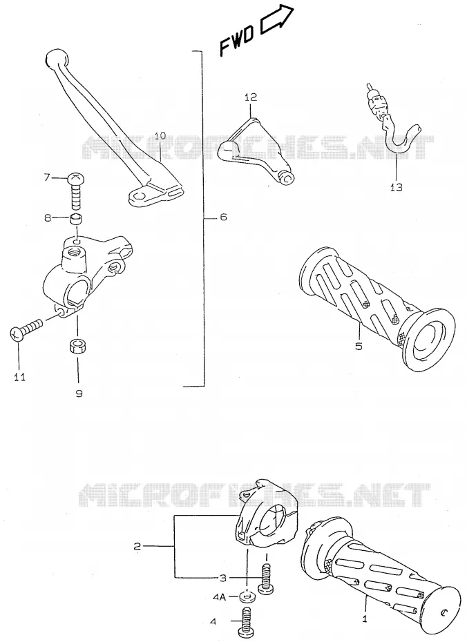 HANDGRIPS - LEVERS Suzuki SCOOTER 50 KATANA 1997  AY50WV(V/W/X/Y)