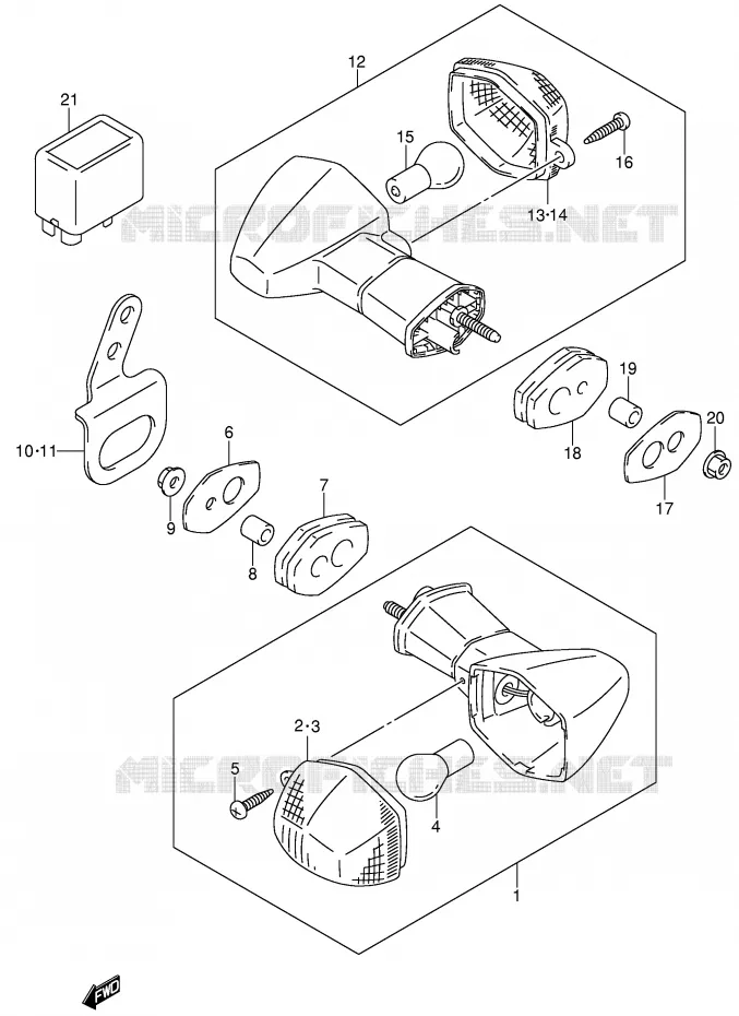 INDICATOREN (MODELE Y/K1) Suzuki MOTO 400 DR-Z 2002  DR-Z400SK2(E3/E28)