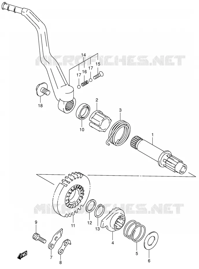 KICKSTARTER  (DR-Z400Y/K1/K2/K3/K4) Suzuki MOTO 400 DR-Z 2004  DR-Z400EK4(E1)