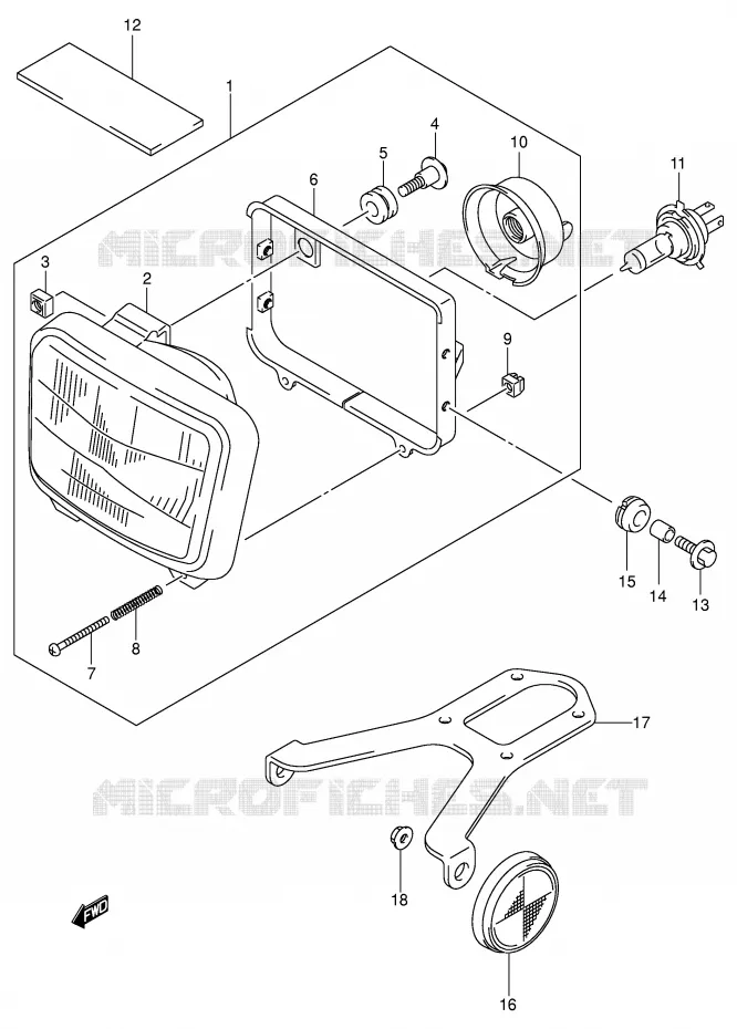 KOPLAMP (DR-Z400EK2/EK3/EK4 E24) Suzuki MOTO 400 DR-Z 2004  DR-Z400EK4(E1)