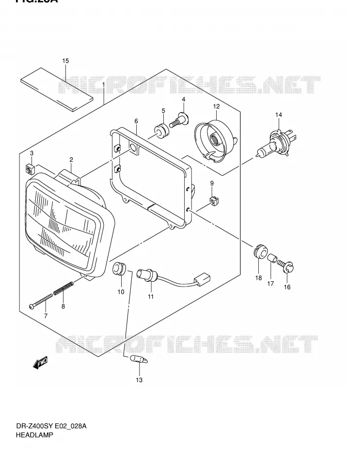 KOPLAMP (MODELE K2/K3/K4) Suzuki MOTO 400 DR-Z 2002  DR-Z400SK2(E2)
