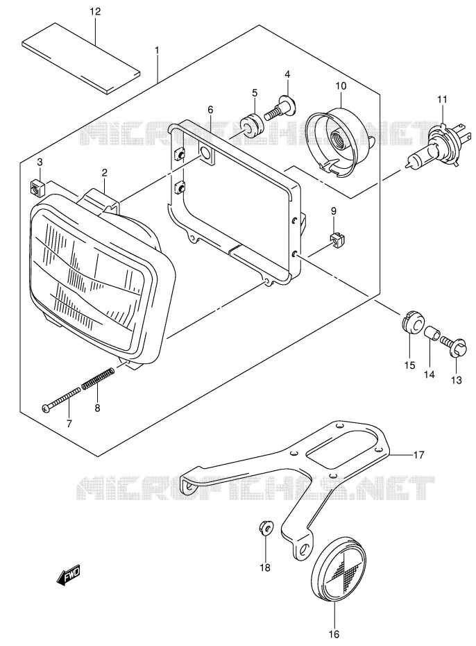 KOPLAMP (MODELE K2/K3/K4) Suzuki MOTO 400 DR-Z 2003  DR-Z400SK3(E3/E28)