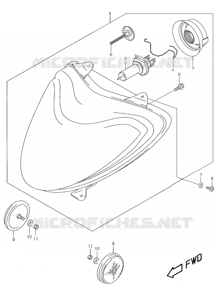 KOPLAMP (model K1) Suzuki SCOOTER 50 KATANA 2000  AY50WY(V/W/X/Y)