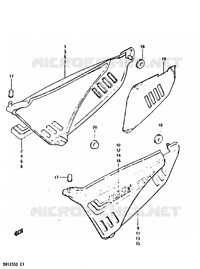 KUIP (MODEL Z:E2, E4, E15, E17, E18, E21, E25, E26) Suzuki MOTO 125 DR 1982  DR125SZ(Z/D)