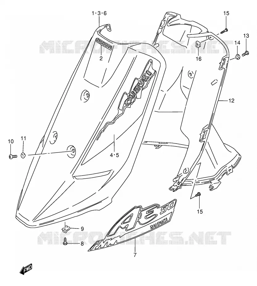 LEG SHIELD (AE50L/M/N/P) Suzuki SCOOTER 50 AE 1990  AE50L(E28)