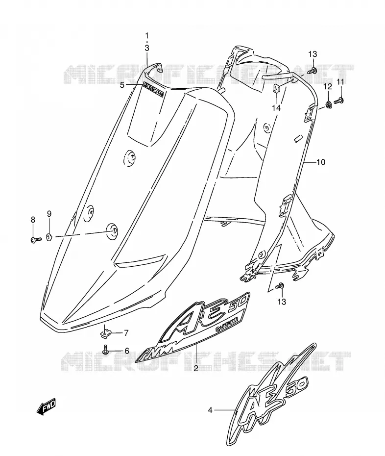 LEG SHIELD (MODELE N/P/R/T) Suzuki SCOOTER 50 AE 1996  AE50KT(E1)