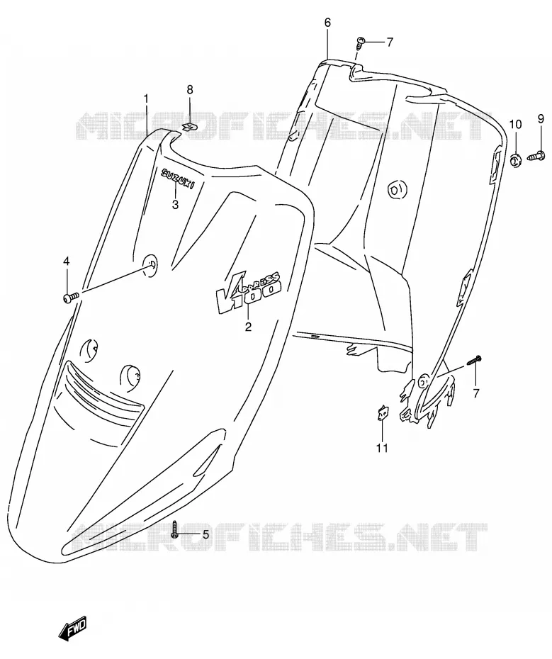 LEG SHIELD (MODELE T/V/X/Y) Suzuki SCOOTER 100 ADDRESS 1999  AG100X(E71)