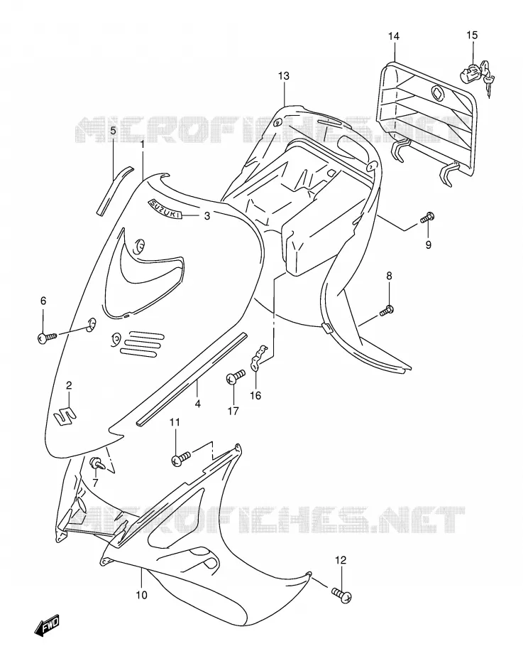 LEG SHIELD (MODELE X/Y) Suzuki SCOOTER 125 BURGMAN 1995  AN125S(E2)