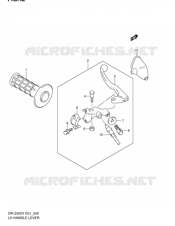 LINKER HENDEL - HANDGREEP (DR-Z400EY/EK1/EK2/EK3/EK4 E1,DR-Z400EY P37) Suzuki MOTO 400 DR-Z 2002  DR-Z400EK2(E1)