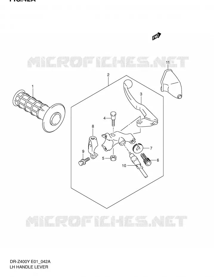 LINKER HENDEL - HANDGREEP (DR-Z400EY/EK1/EK2/EK3/EK4 E24) Suzuki MOTO 400 DR-Z 2000  DR-Z400EY(E1)
