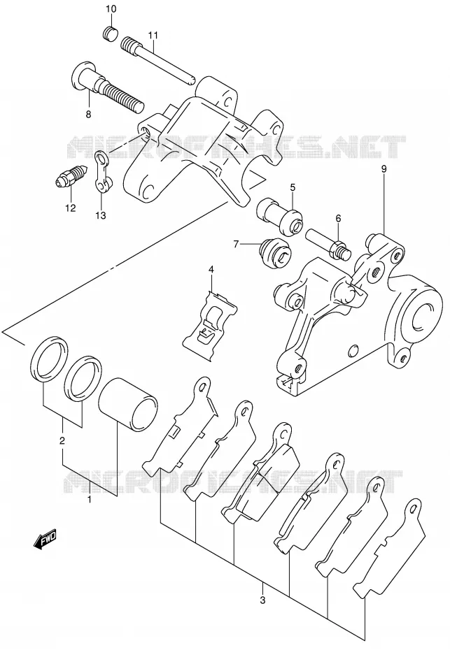 REAR CALIPER Suzuki MOTO 400 DR-Z 2003  DR-Z400SK3(E3/E28)
