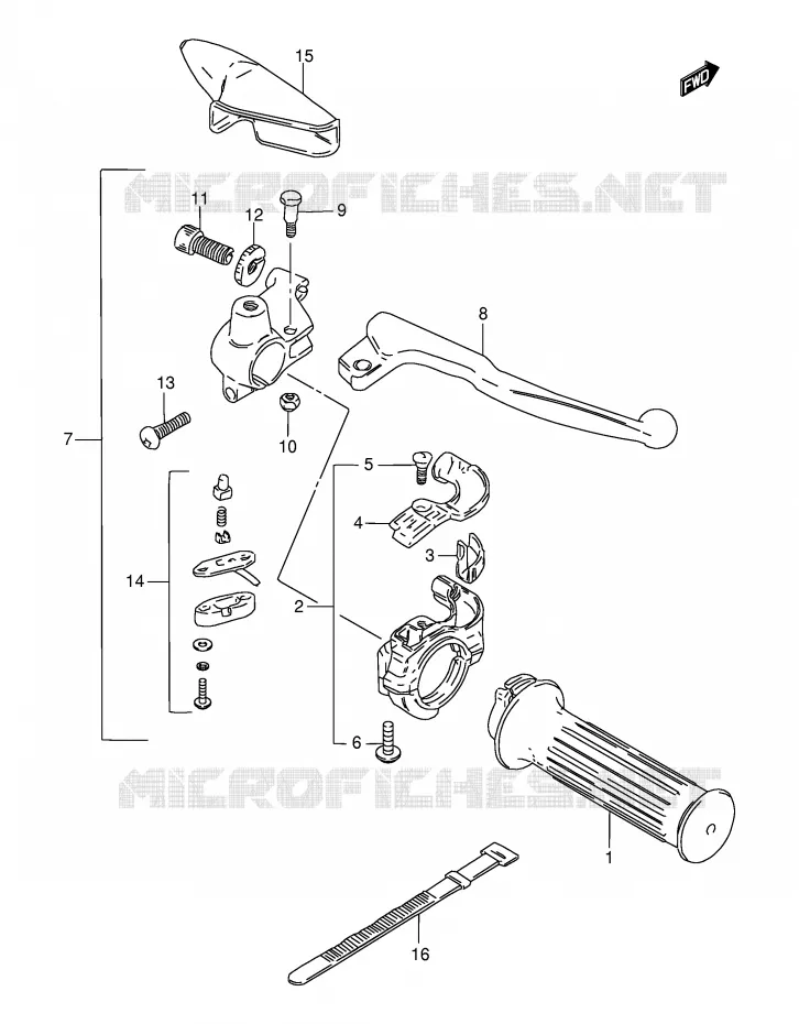 RECHTER HENDEL - HANDGREEP Suzuki MOTO 115 AP 1998  AX115SW(E71)