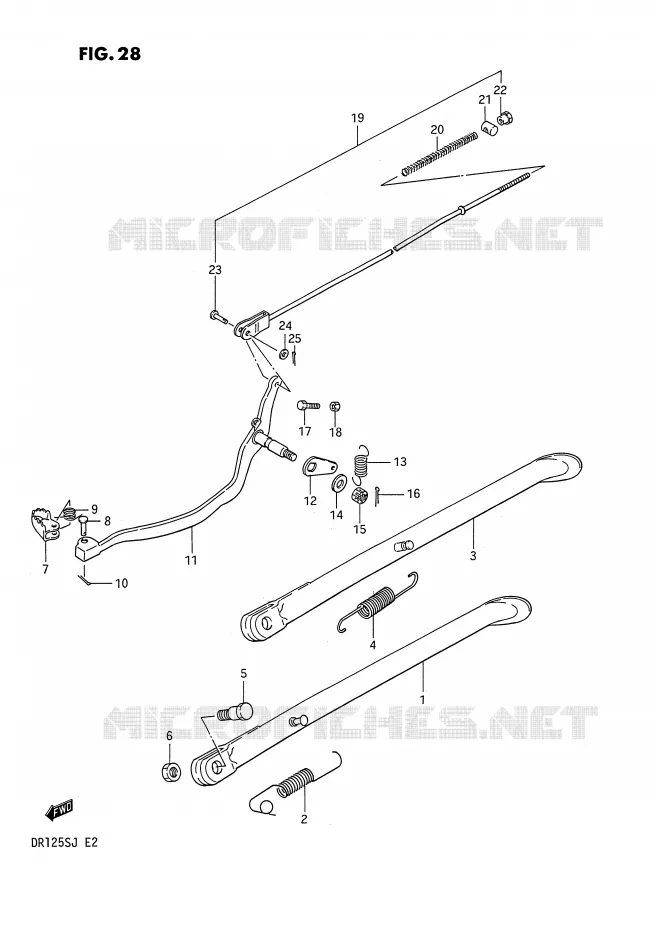 STAND - ACHTER REMPEDAAL Suzuki MOTO 125 DR 1987  DR125SH(E2)