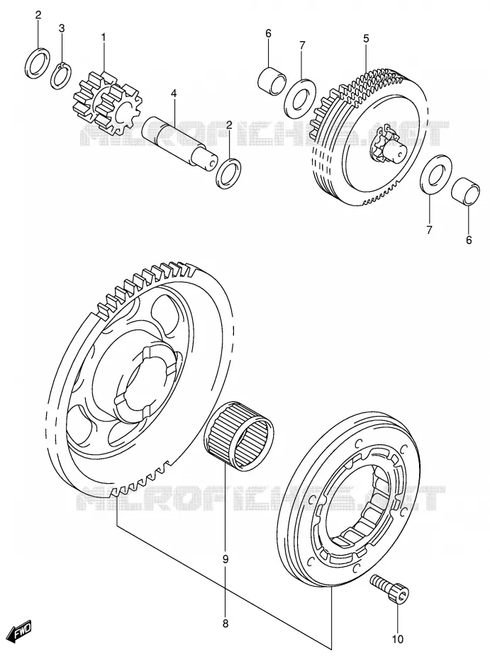STARTMOTOR CLUTCH (DR-Z400EY/EK1/EK2/EK3/EK4) Suzuki MOTO 400 DR-Z 2002  DR-Z400K2(E1)
