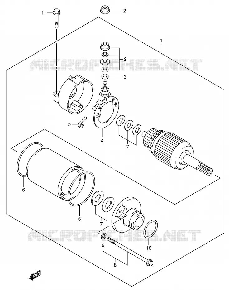 STARTMOTOR (DR-Z400EY/EK1/EK2/EK3/EK4) Suzuki MOTO 400 DR-Z 2001  DR-Z400K1(E1)
