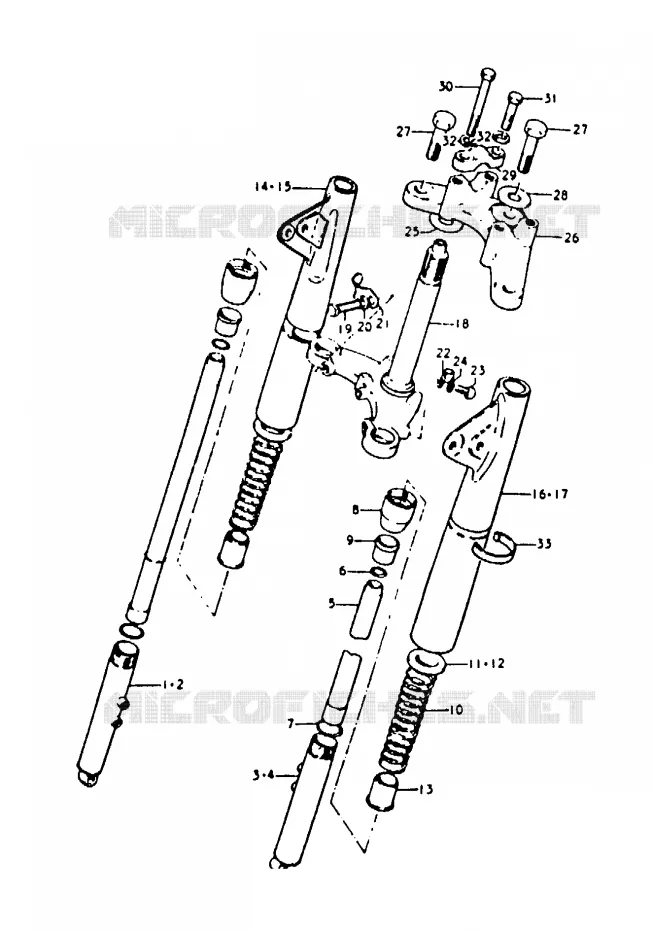 VOORVORK (A100-4,K,L,M) Suzuki MOTO 100 A100 1990  A100L(K/L/M/N/4)