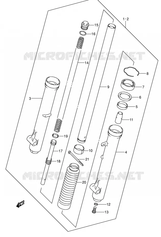 VOORVORK (DR-Z125K3/K4/K5/K6/K7) Suzuki MOTO 125 DR-Z 2007  DR-Z125LK7(E3/E28)