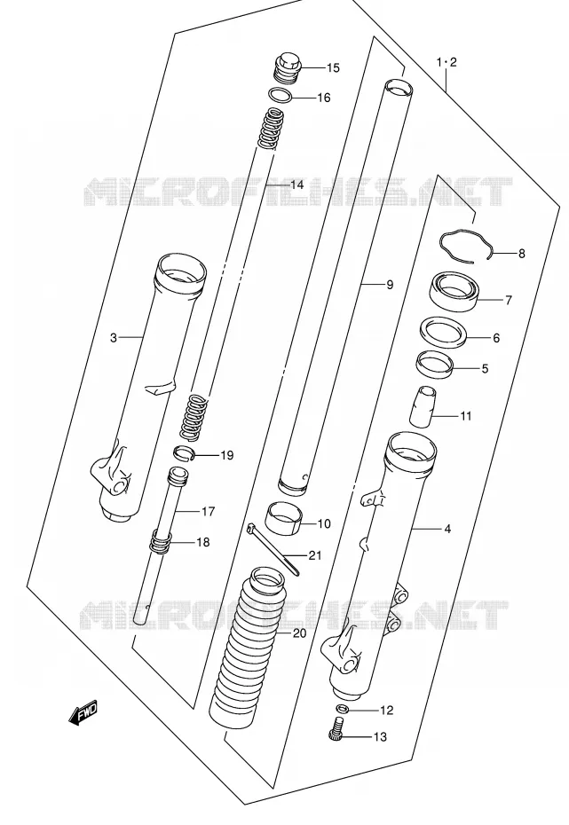 VOORVORK (DR-Z125LK3/LK4/LK5/LK6/LK7) Suzuki MOTO 125 DR-Z 2004  DR-Z125LK4(E3/E28)