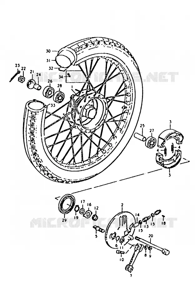 VOORWIEL (A100N) Suzuki MOTO 100 A100 1991  A100M(K/L/M/N/4)