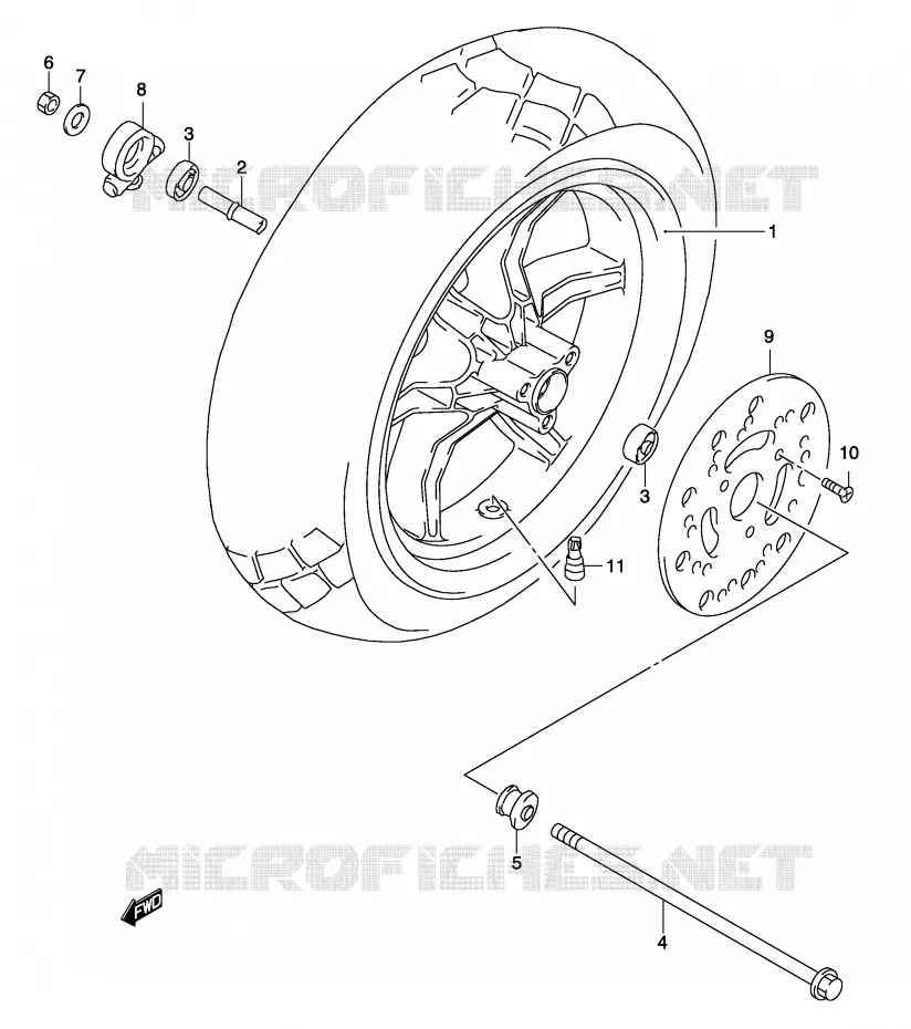 VOORWIEL (MODELE K1/K2/K3) Suzuki SCOOTER 50 KATANA 2004  AY50WK4(P19)