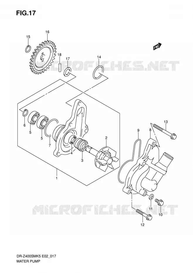 WATERPOMP Suzuki MOTO 400 DR-Z 2008  DR-Z400SMK8(E2)