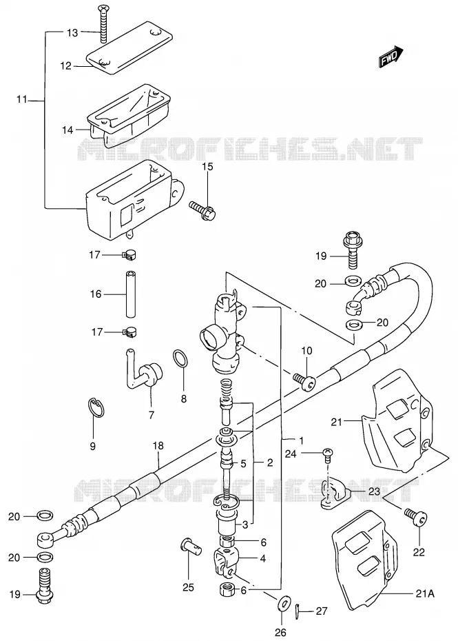 ACHTER HOOFDREMCILINDER (MODELE V/W/X/Y) Suzuki MOTO 125 RM 1997  RM125V(E2)
