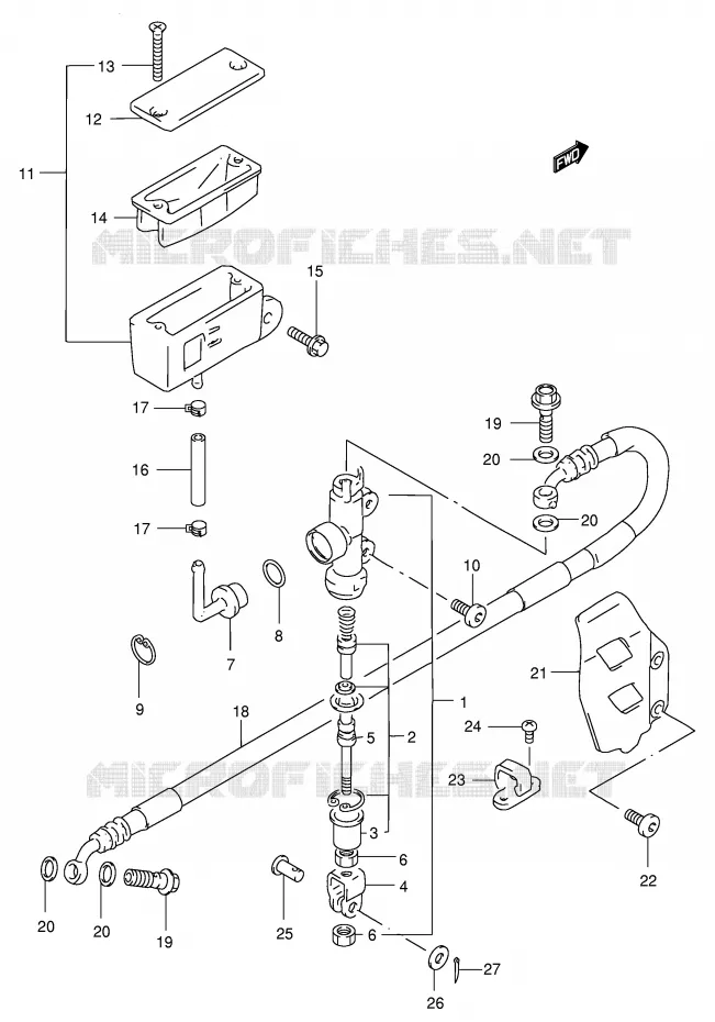 ACHTER HOOFDREMCILINDER Suzuki MOTO 250 RM 2000  RM250Y(E3/E28)