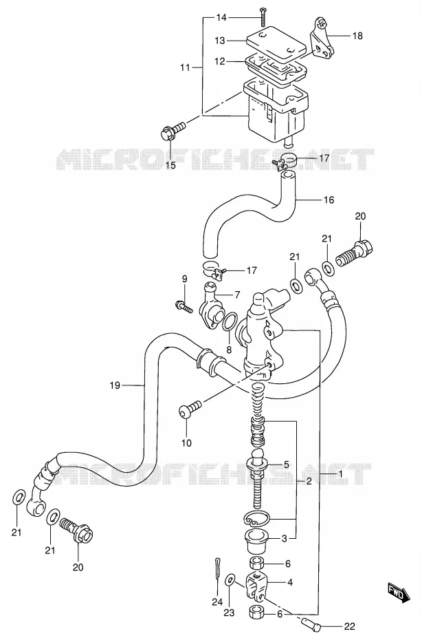 ACHTER HOOFDREMCILINDER Suzuki MOTO 900 RF 1997  RF900RV(E2)