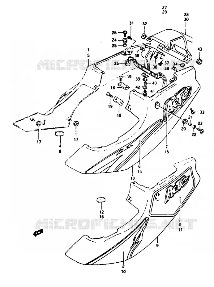 ACHTER KUIP  (MODELE P) Suzuki MOTO 125 RG 1992  RG125FUN(N/P/R)
