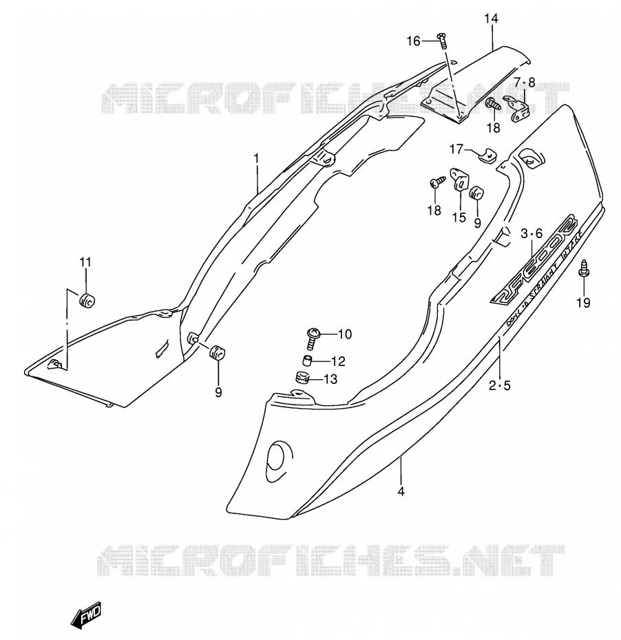 ACHTER KUIP  (MODELE V) Suzuki MOTO 600 RF 1996  RF600RUT(E2)