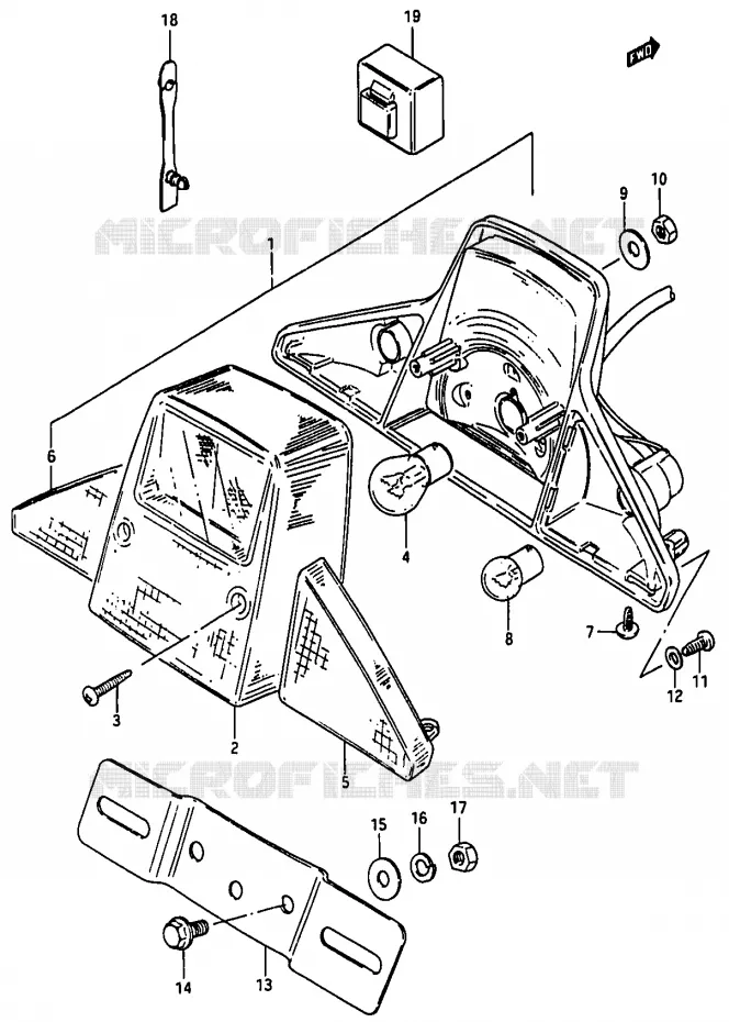 ACHTERLICHT (MODELE D/E/F/G/J) Suzuki MOTO 50 RG 1984  RG50WE(D/E/F/1/G/J/K)