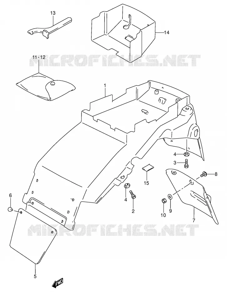 ACHTERSPATBORD (MODELE P/R) Suzuki MOTO 600 RF 1994  RF600RR(E2)