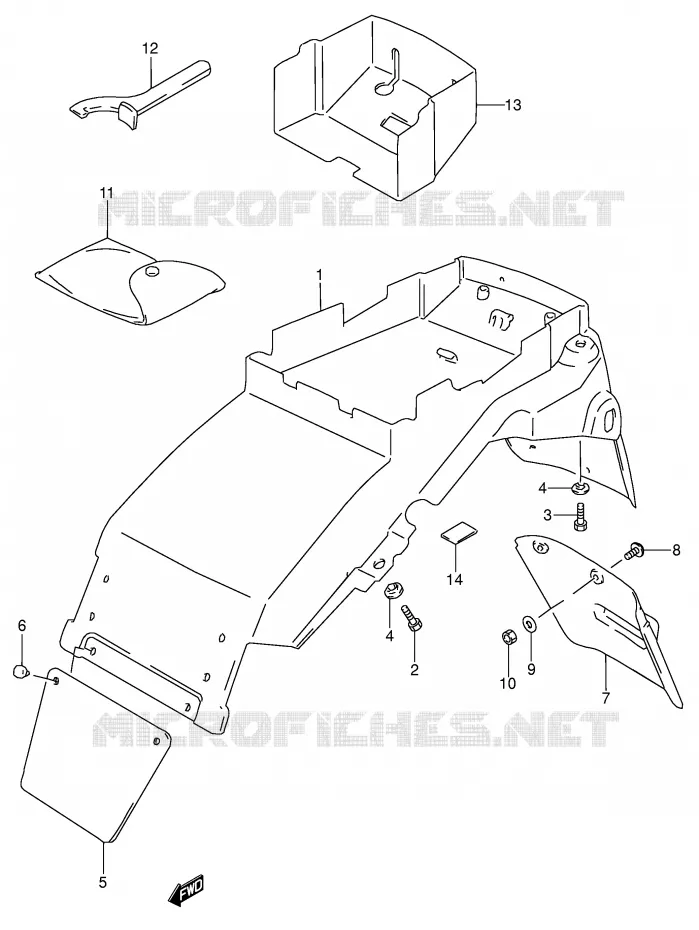 ACHTERSPATBORD (MODELE S) Suzuki MOTO 600 RF 1993  RF600RP(E2)