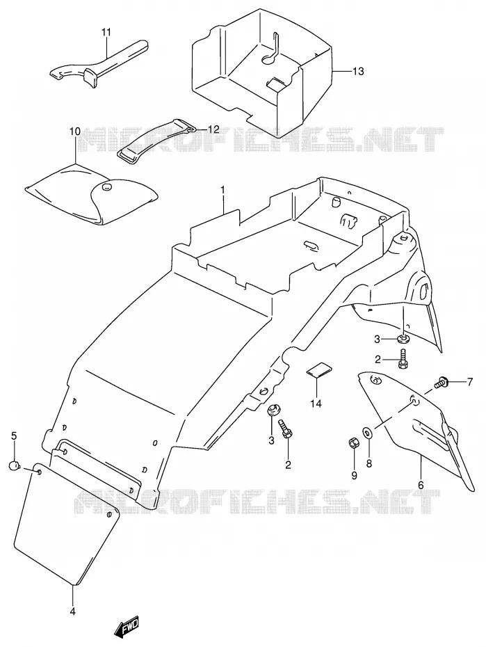 ACHTERSPATBORD (MODELE T/V) Suzuki MOTO 600 RF 1995  RF600RUS(E2)