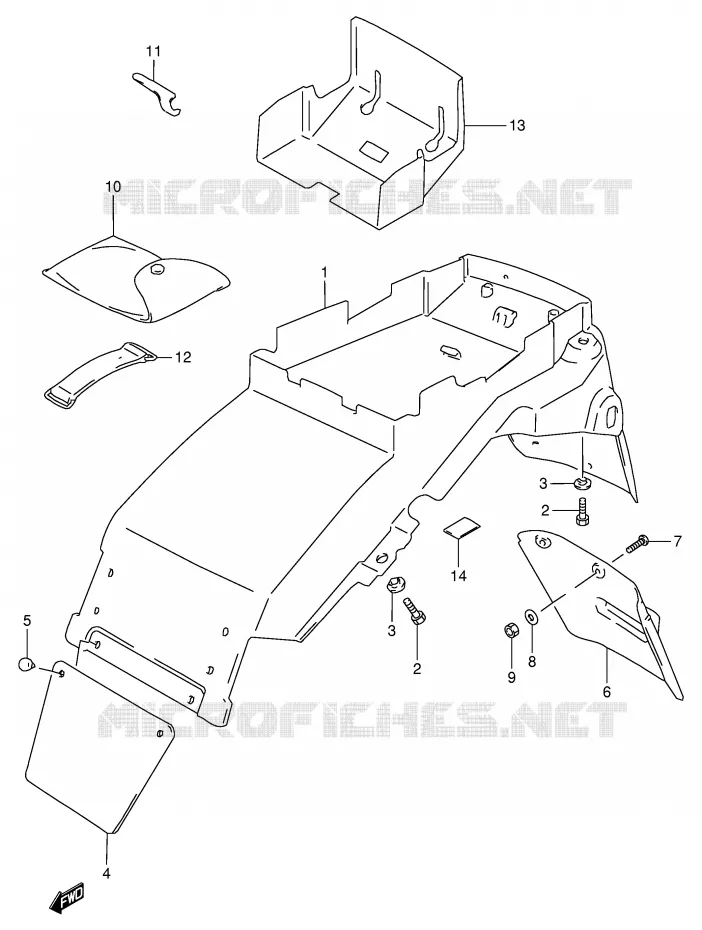 ACHTERSPATBORD (MODELE T/V/W) Suzuki MOTO 900 RF 1995  RF900RS2(E2)