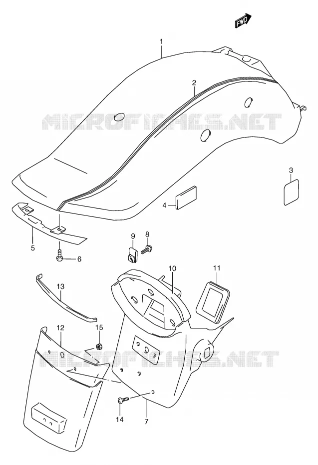 ACHTERSPATBORD (MODELE X) Suzuki MOTO 800 MARAUDER 2003  VZ800K3(E2)