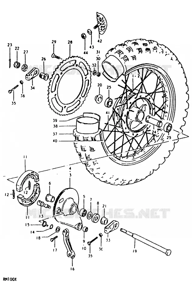 ACHTERWIEL (RM100N, RM100T) Suzuki MOTO 100 RM 1999  RM100X(N/T/X)