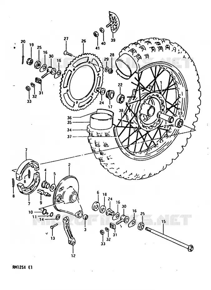 ACHTERWIEL Suzuki MOTO 125 RM 1981  RM125X
