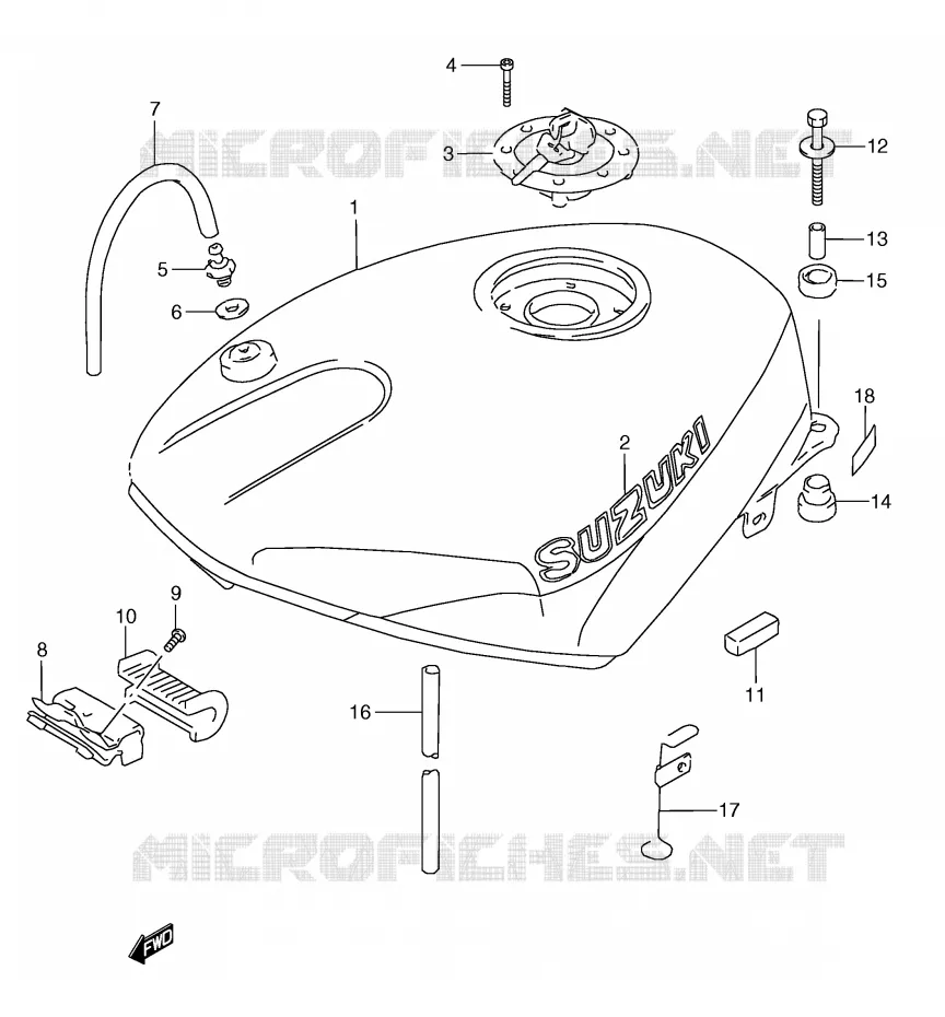 BENZINETANK (MODELE P/R/T) Suzuki MOTO 250 RG 1996  RGV250T(E24)