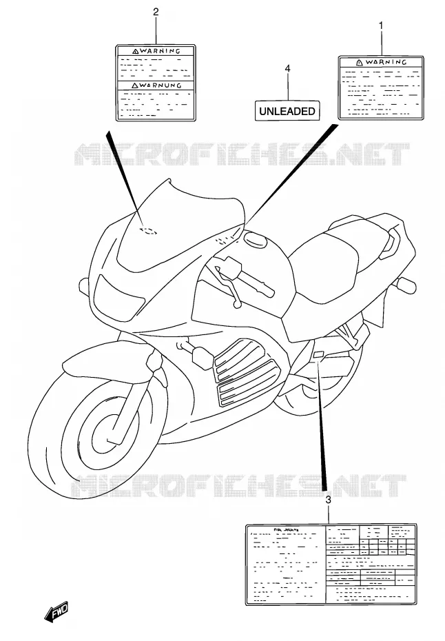 ETIKET (MODELE P/R/S) Suzuki MOTO 600 RF 1996  RF600RT(E2)
