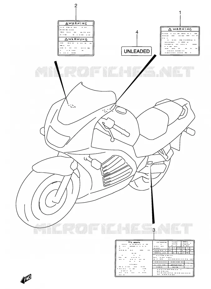ETIKET (MODELE T/V) Suzuki MOTO 600 RF 1995  RF600RUS(E2)