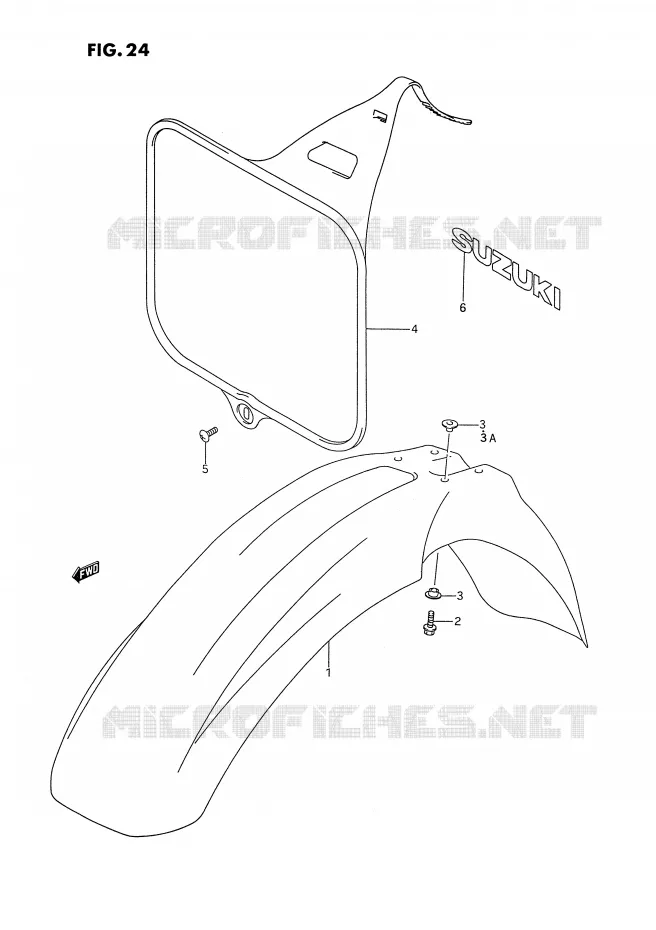 FRONT FENDER - FRONT NUMMERPLAAT Suzuki MOTO 125 RM 1995  RM125S(E2)
